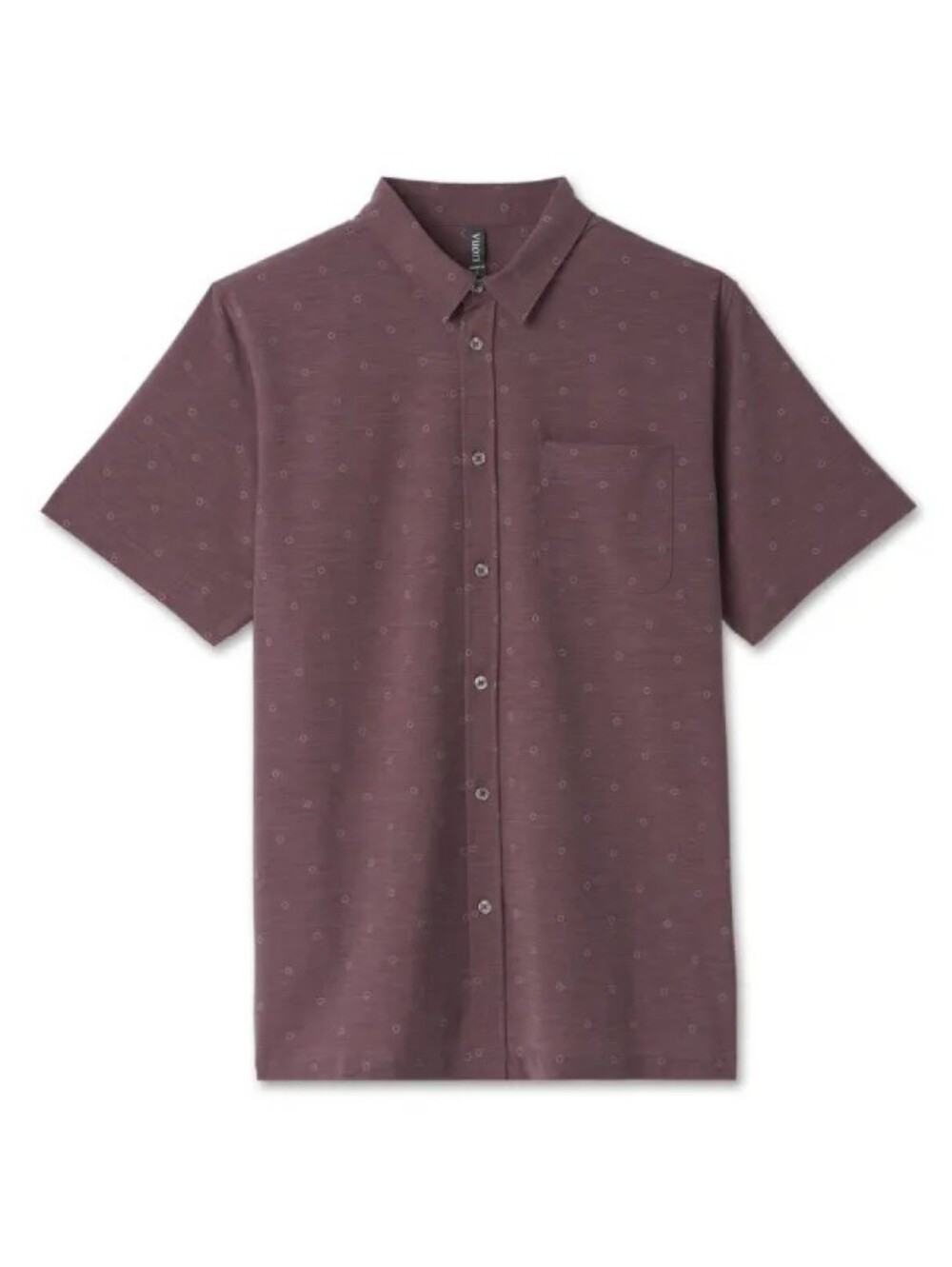 Vuori Men's Short Sleeve Bridge Button-Down Shirt in Patterned Mauve